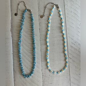 Pura Vida Blue and White Beaded Necklace Set